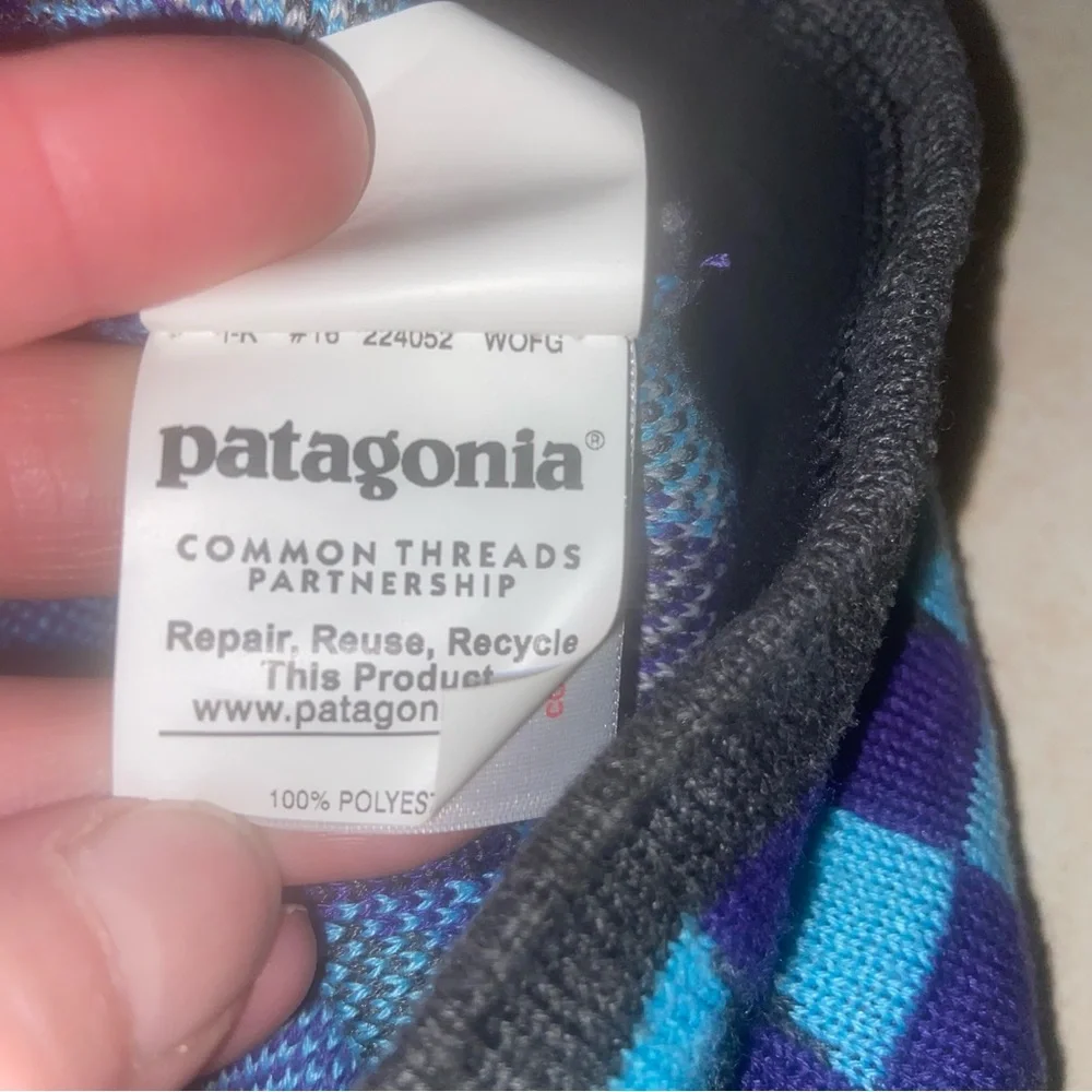 Patagonia Hat Beanie Kids Large Boys Girls Geometric Winter Ski Skiing Outdoor